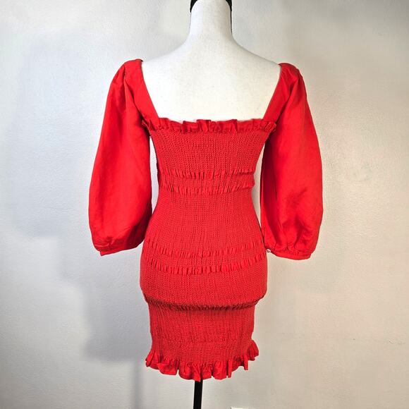 Capulet Revolve Siobhan Dress Women's S Tangerine Smocked Body Con Ruffles - Picture 2 of 12